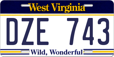 WV license plate DZE743