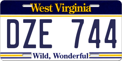 WV license plate DZE744