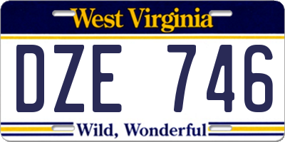 WV license plate DZE746