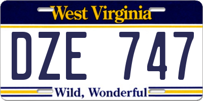 WV license plate DZE747