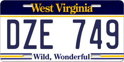 WV license plate DZE749