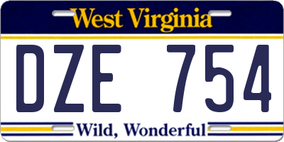 WV license plate DZE754