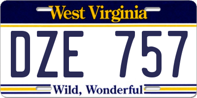 WV license plate DZE757