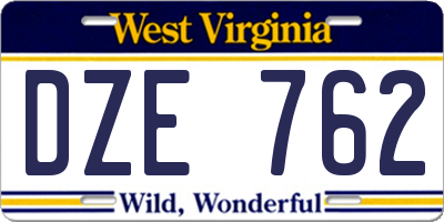 WV license plate DZE762