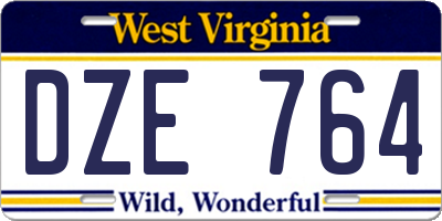 WV license plate DZE764