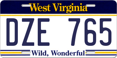 WV license plate DZE765