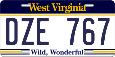 WV license plate DZE767