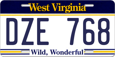 WV license plate DZE768