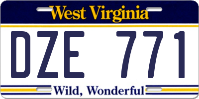 WV license plate DZE771
