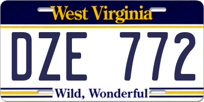 WV license plate DZE772