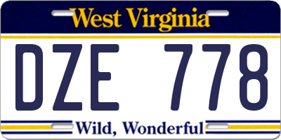 WV license plate DZE778