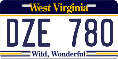 WV license plate DZE780
