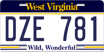 WV license plate DZE781