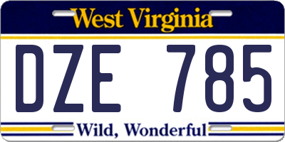 WV license plate DZE785