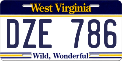 WV license plate DZE786