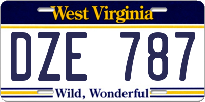 WV license plate DZE787