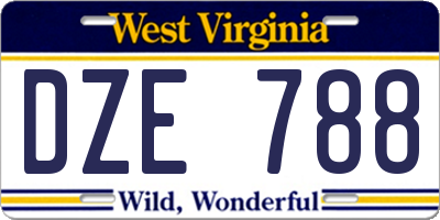 WV license plate DZE788