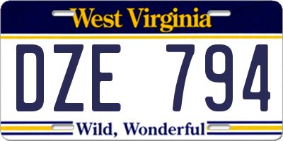 WV license plate DZE794