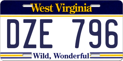 WV license plate DZE796