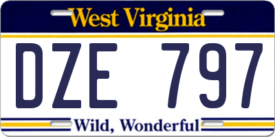 WV license plate DZE797