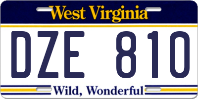 WV license plate DZE810