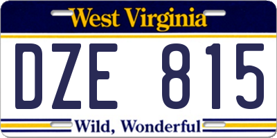 WV license plate DZE815