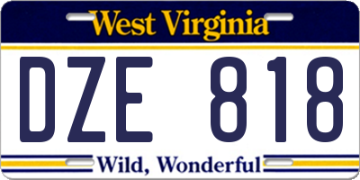WV license plate DZE818