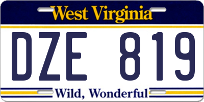 WV license plate DZE819