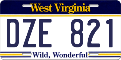 WV license plate DZE821