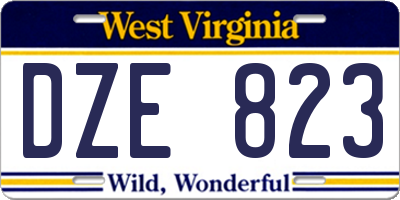 WV license plate DZE823