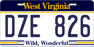 WV license plate DZE826