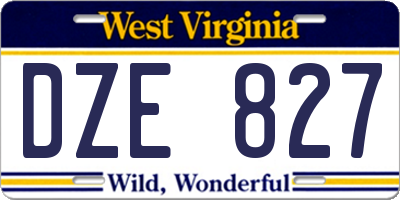 WV license plate DZE827