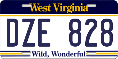 WV license plate DZE828