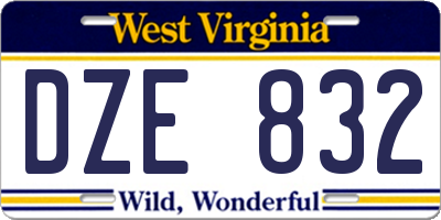 WV license plate DZE832