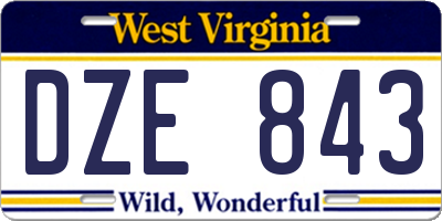 WV license plate DZE843
