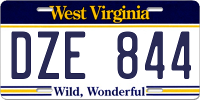 WV license plate DZE844