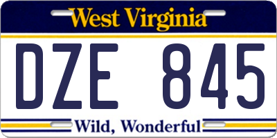 WV license plate DZE845