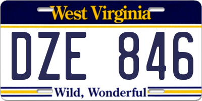 WV license plate DZE846