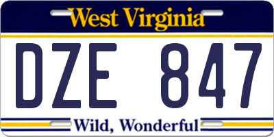 WV license plate DZE847