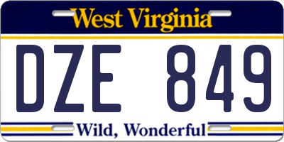 WV license plate DZE849