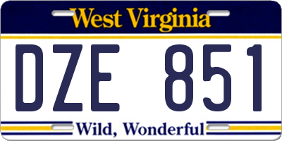 WV license plate DZE851