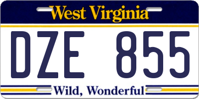 WV license plate DZE855
