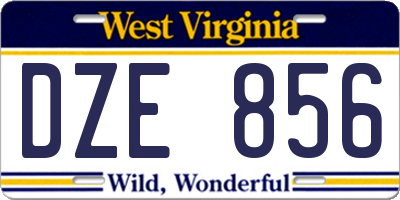 WV license plate DZE856