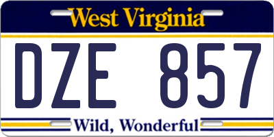 WV license plate DZE857