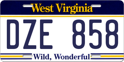 WV license plate DZE858