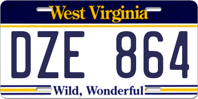 WV license plate DZE864