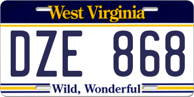 WV license plate DZE868