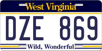 WV license plate DZE869
