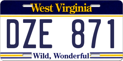 WV license plate DZE871
