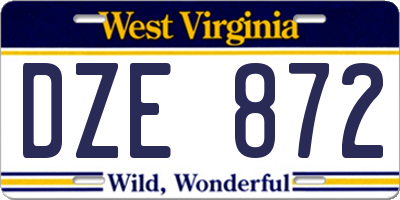 WV license plate DZE872